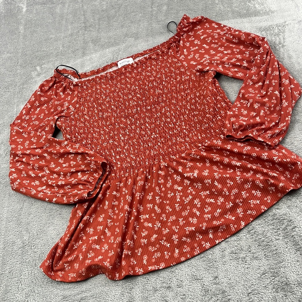 NEW Kaileigh XXL Floral Off the Shoulder Smocked Blouse‎
